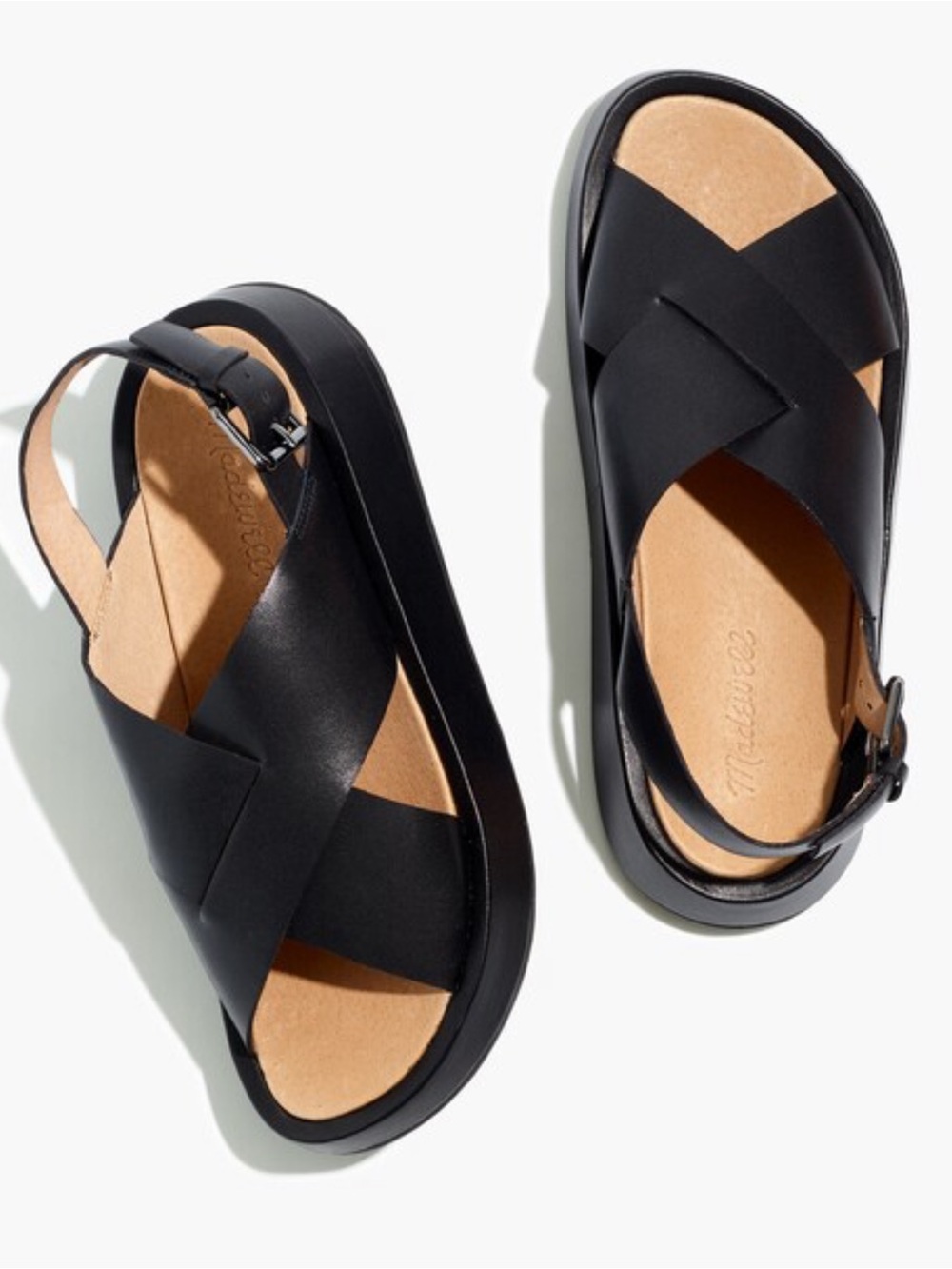 Madewell The Maeva Flatform Sandal in Black size 10